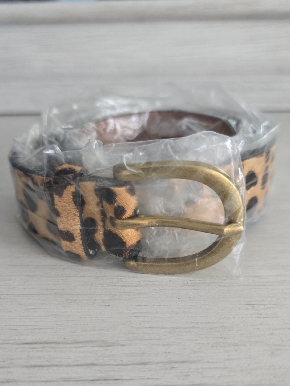 Leopard Print Calf Hair Leather Belt - L - Picture 4 of 4